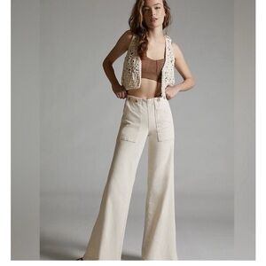 Pilcro Anthropology The Knit High rise Wide-Leg  Utility Trousers.